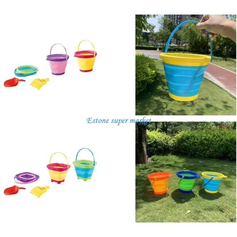 090B 3 Cái/bộ Đồ Chơi Cát Trẻ Có Thể Gập Lại Xô Cào Xẻng Tự Làm Dụng Cụ Chơi Cát Đồ Chơi