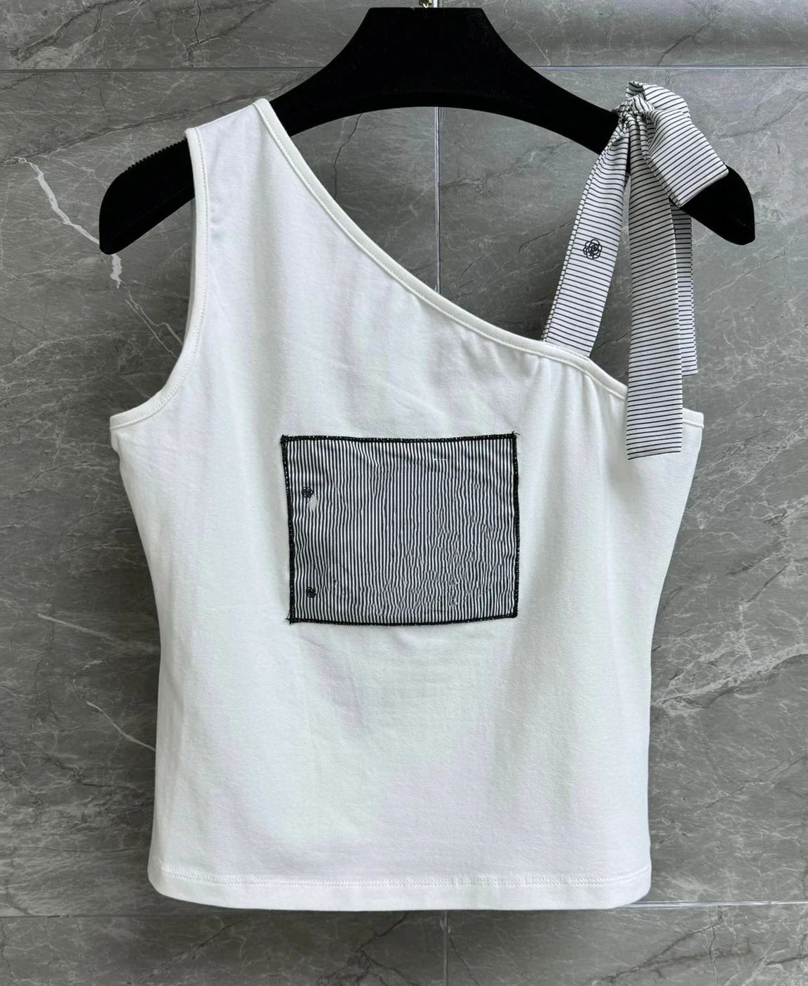 2024 spring 24SS New arrival brand 100% cotton bow diamond letter casual vest for women