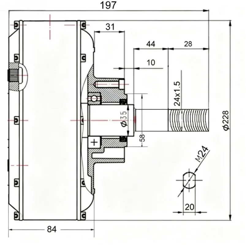 10-Inch single-side shaft brushless hub motor, 48V-60V-72V 1500W,, ATV four-wheeler drive motor