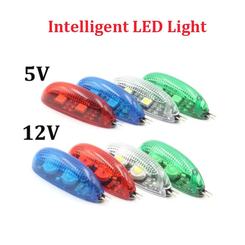 RC Led Light 5V 12V Intelligent LED Night Flight Navigation Searching Light Red Green Blue White for Fixed Wing Quadcopter Lamps