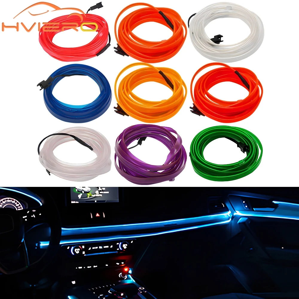 

Car Line Light Strip Interior Auto Door USB LED 12V Wire Rope Flexible Neon Atmosphere Decorative Lamp Accessories Luminous Tape