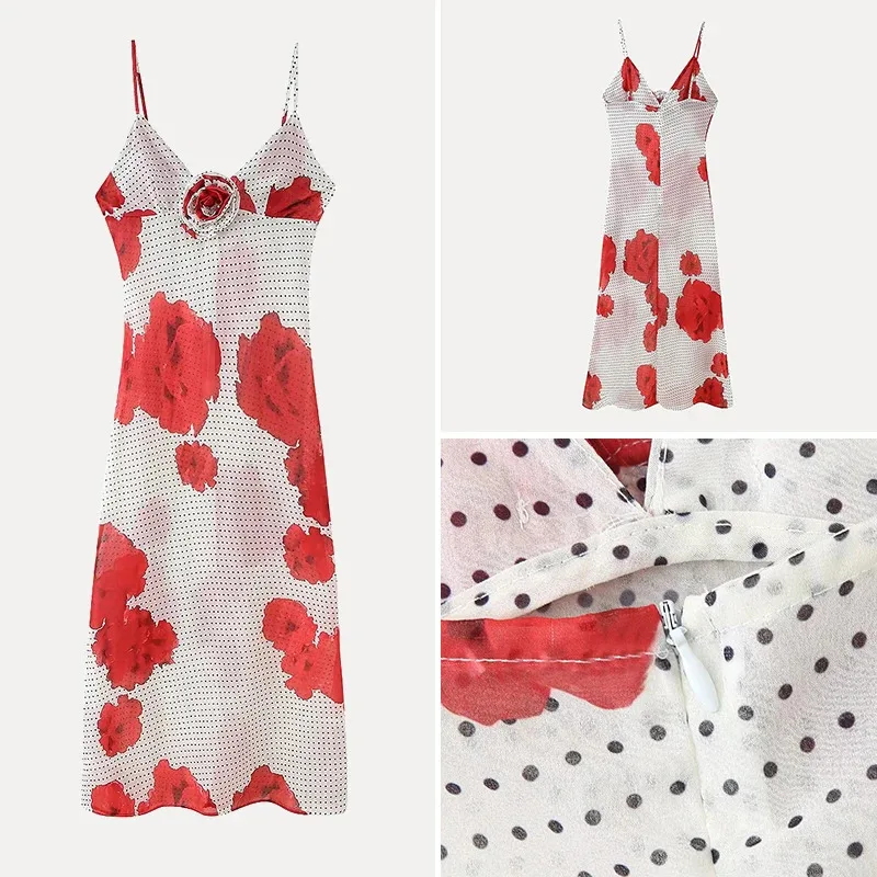 Bonny verano 2025 nueva mujer estampado Floral Dr decoración de flores 3D estilo europeo Sle fibra de poliéster 00% vestido de una sola pieza
