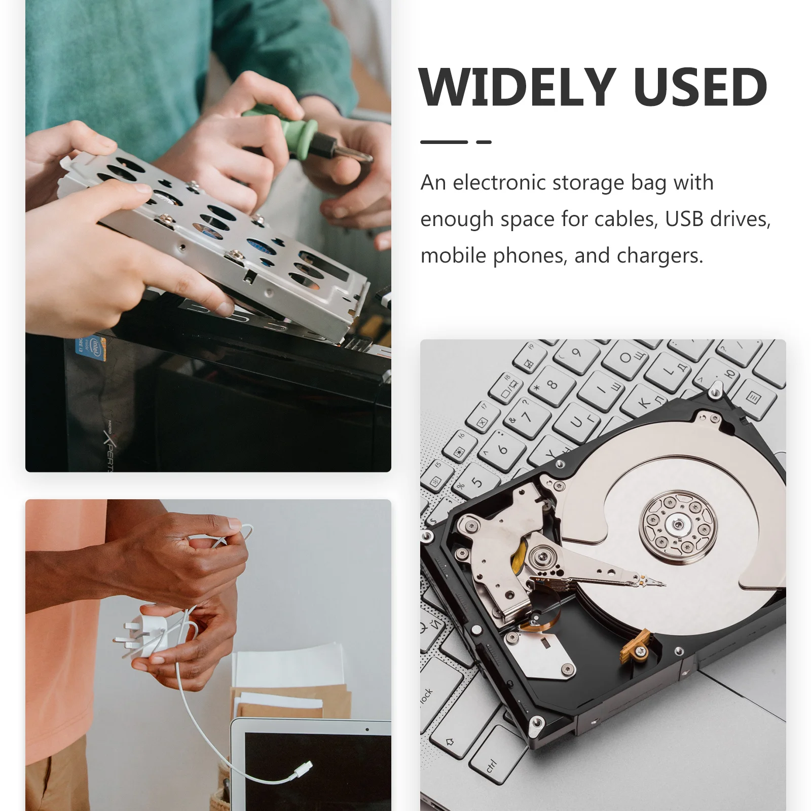 

2Pcs Hard Disk Storage Bag Eva Small Waterproof Cable Organizer Zipper Pouch for Data Cables Earphone USB Storage