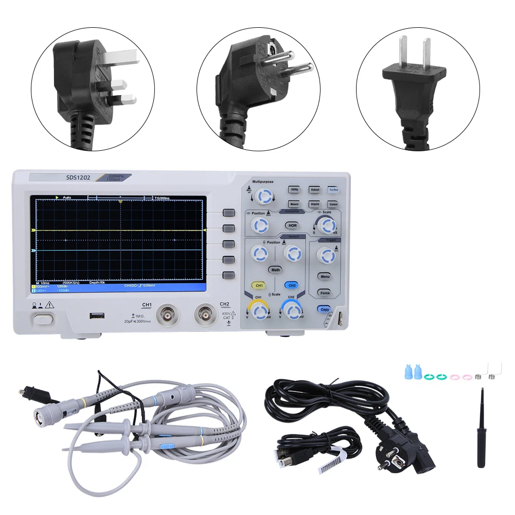 المحمولة 200 ميجا هرتز LCD ملتقط الذبذبات الرقمي SDS1202 200 ميجا هرتز 1GS/s 7in LCD متعدد الوظائف الرقمية 2-قناة راسم الذبذبات #1