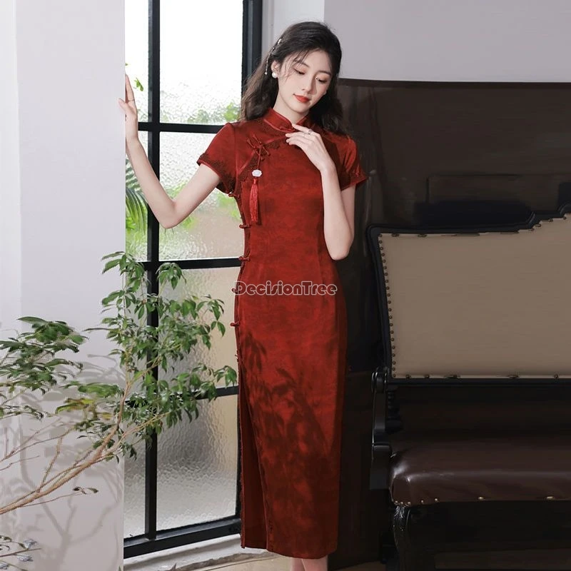 2024 neue Braut helle auffällige elegante Toast kleidung Retro reifen Temperament Frauen Cheong sam chinesischen Stil täglich verbessert Qipao