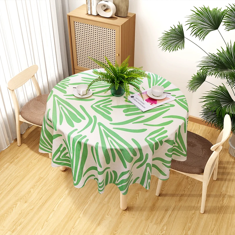 Round Tablecloth Printed Waterproof Oil-proof Tablecloth Home Dining Table Cover for Wedding Party Dining Banquet Decoration