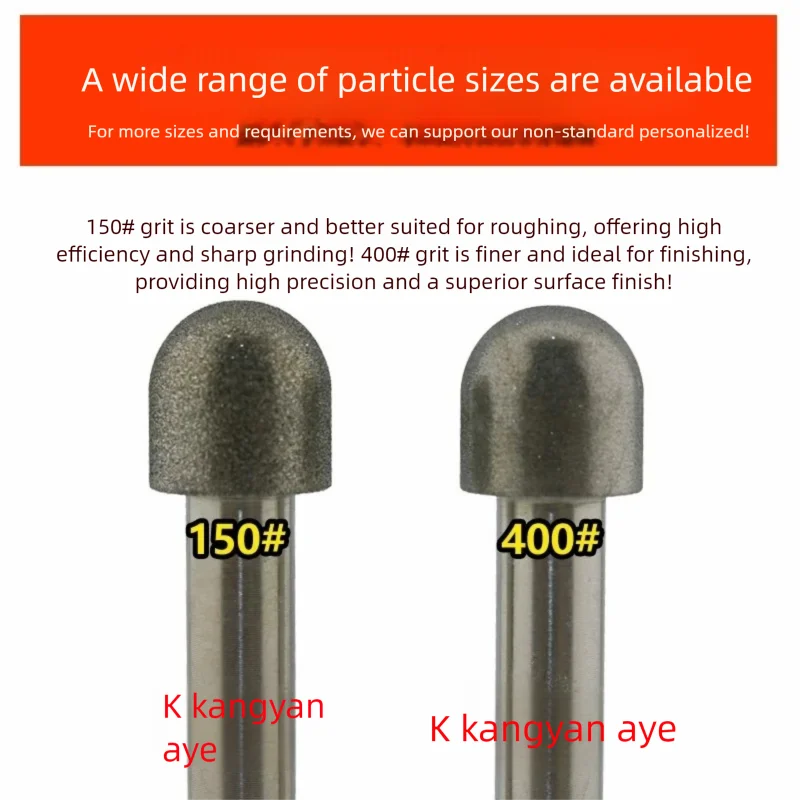 45/80mm R-Shape SDC Diamond Grinding Rod Ball Nose Bur Round Head Handle Mounted Diamond Abrasive for Arc Surface Polishing