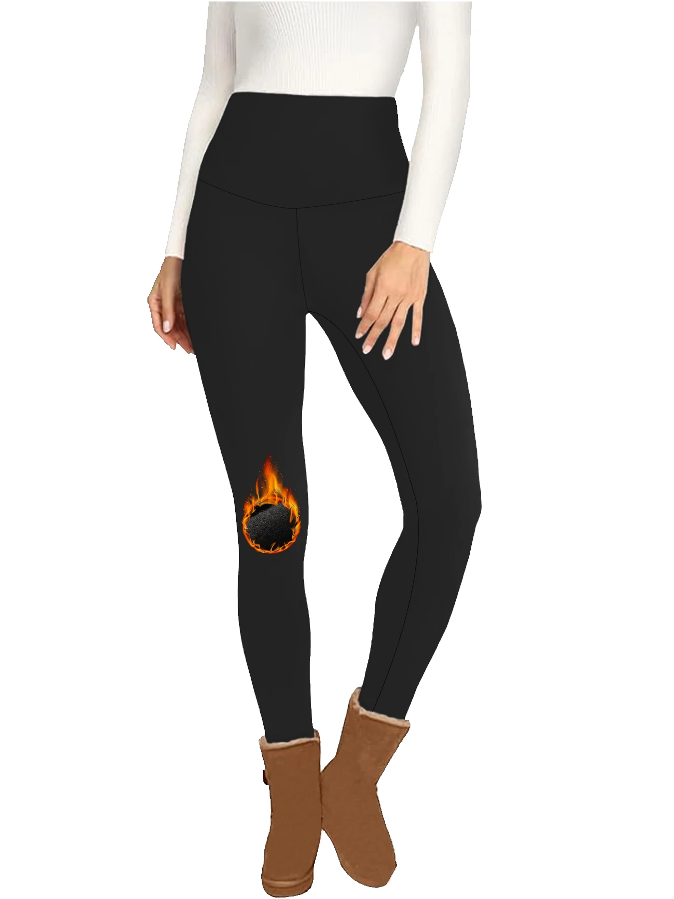 Womens Thermal Fleece Lined High Waisted Leggings. Workout Winter Warm Thick Tights Soft Yoga Pants