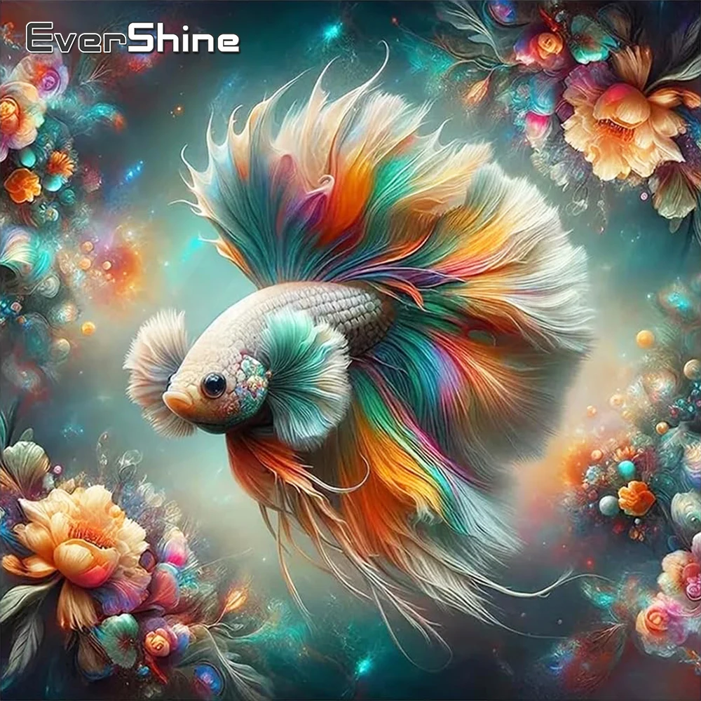 Evershine Neue Ankunft Diamant Mosaik Fisch Tier DIY Diamant Malerei Blume Bild von Strass Stickerei Wand Dekor