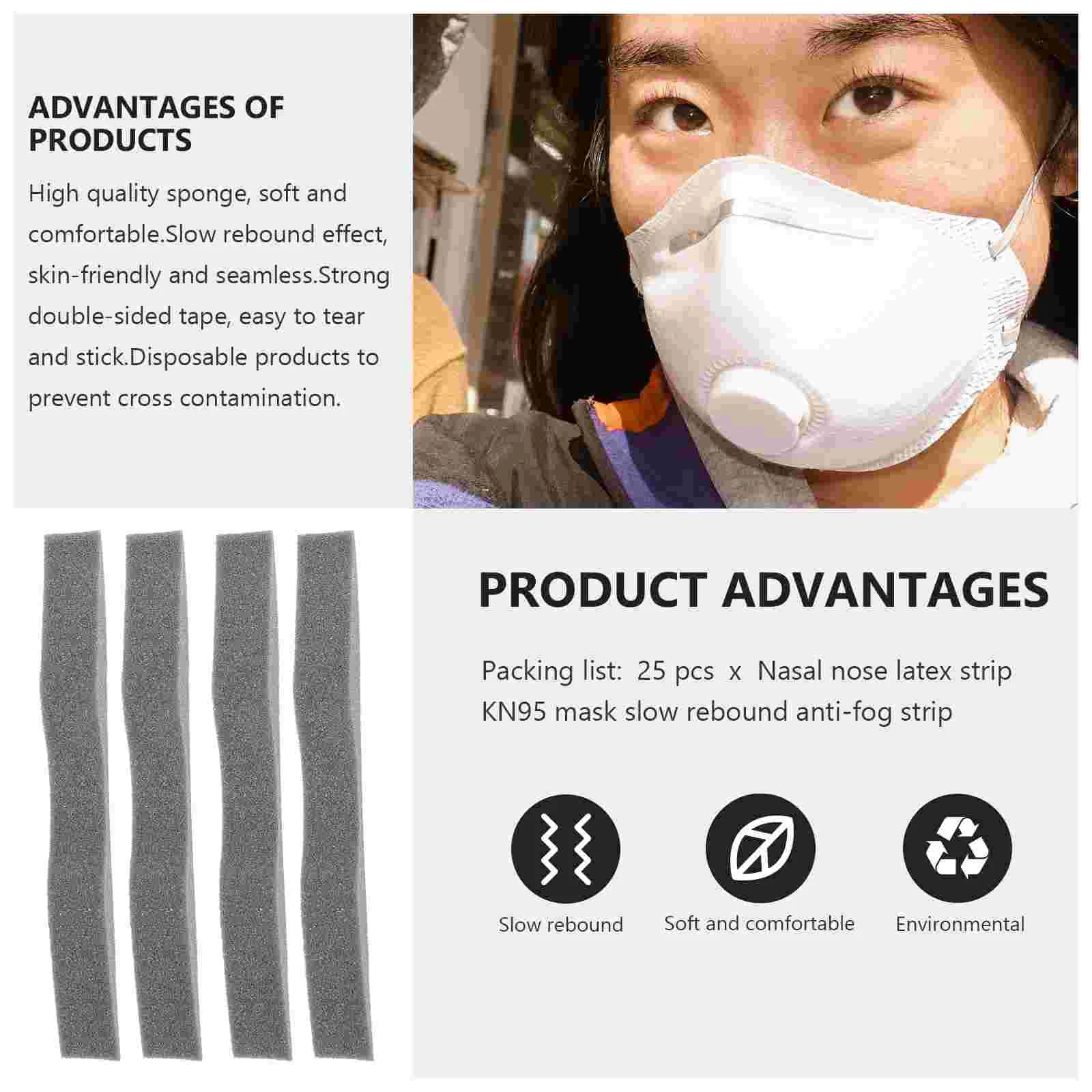 25 Pcs Mask Anti-fog Strip Reduce Pressure Seal Nose Cushions Protector Sponge Strips Protective