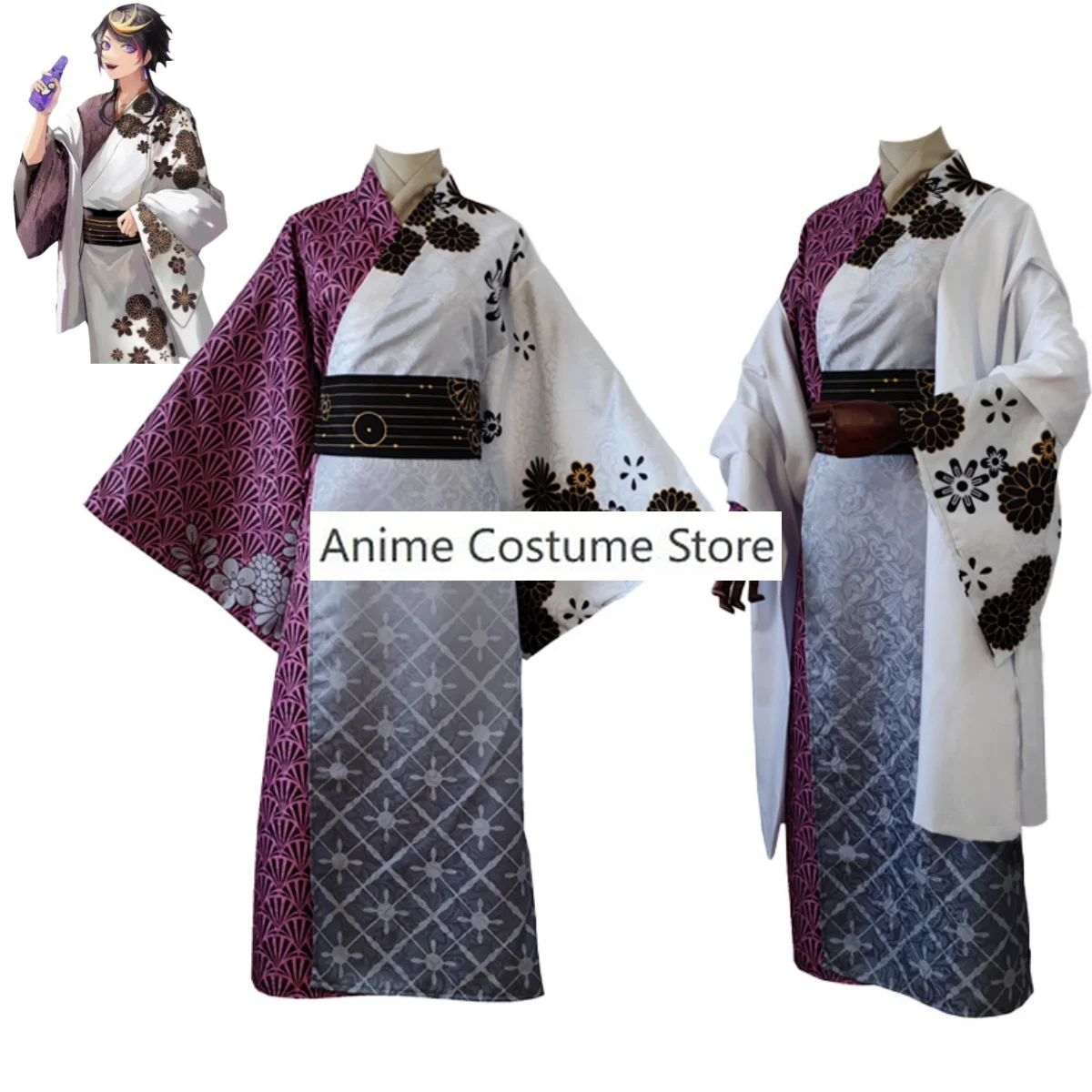 Virtual YouTuber NIJISANJI ShuYamino Cosplay Costume Luxiem Banana Japanese  Kimono Cloak Cape Wig Man Woman Christmas Suit