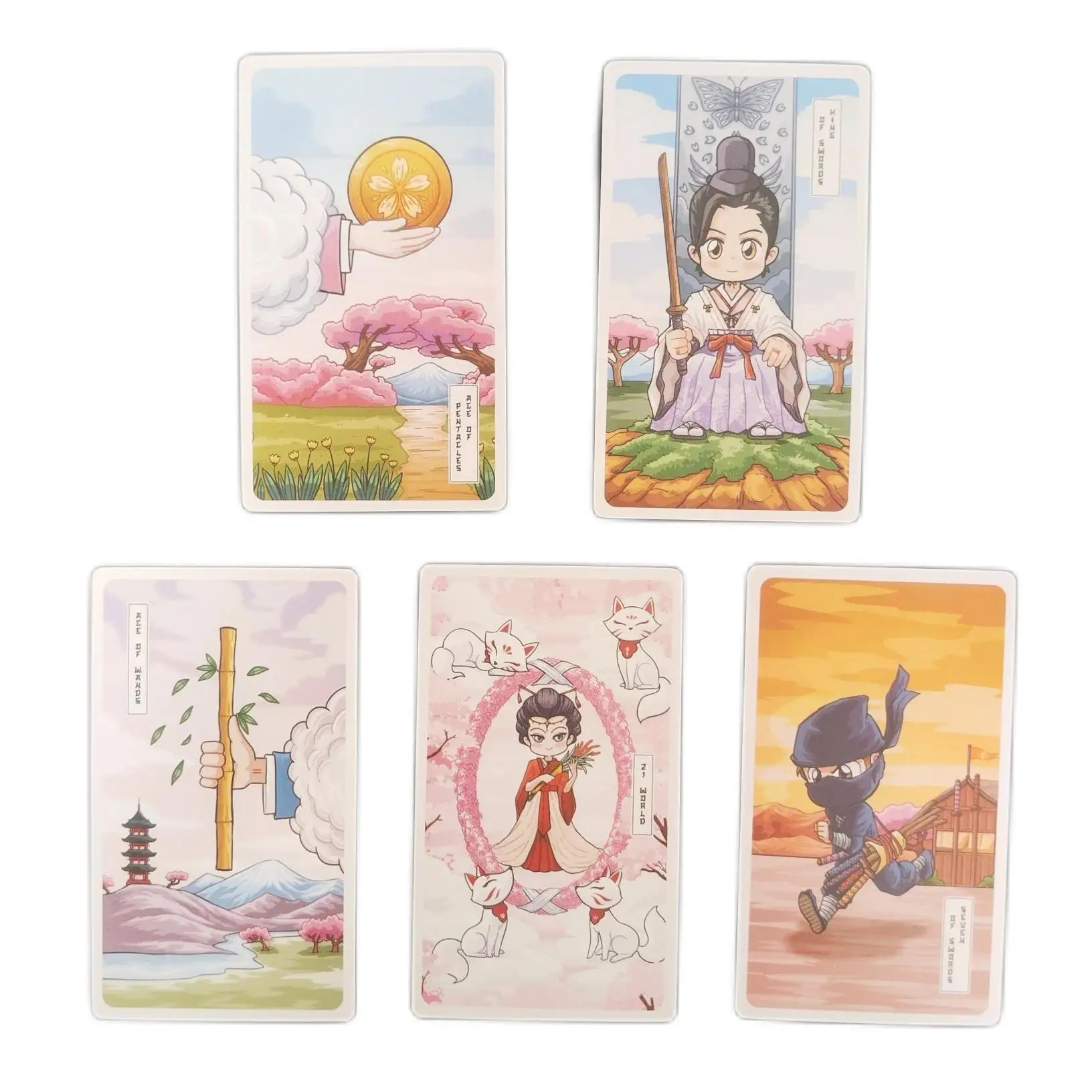 2023 New English 12x7cm Sakura Spring Tarot 80 Cards/Set With Guidebook For Friends Party Divination Board Game Kid Toys