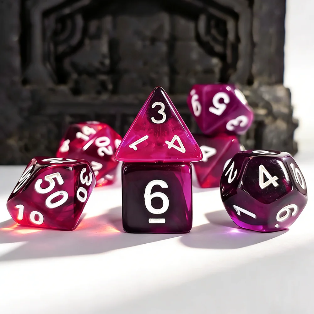 7Pcs/set Acrylic Material Blend Transparent Dice Set DND RPG MTG Board Games Role-playing Dice Games Entertainment Accessory