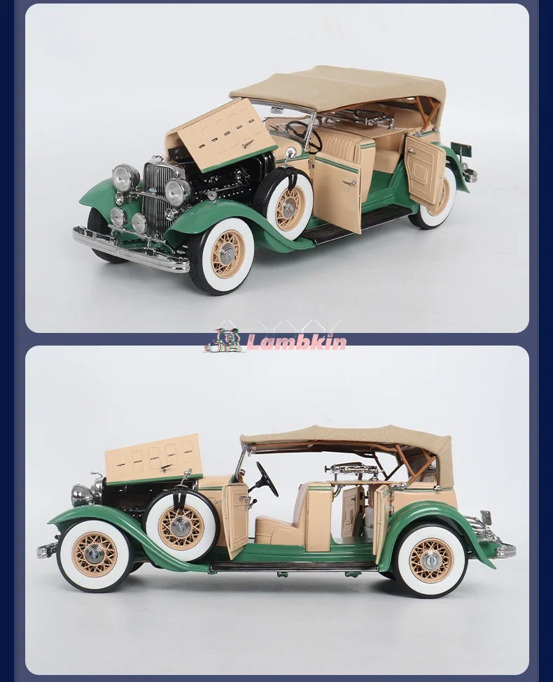 SunStar 1:18 For 1932 Lincoln KB Lincoln Classic Car Replica Alloy Car Model green Classic Cars Collectible Ornaments Gifts