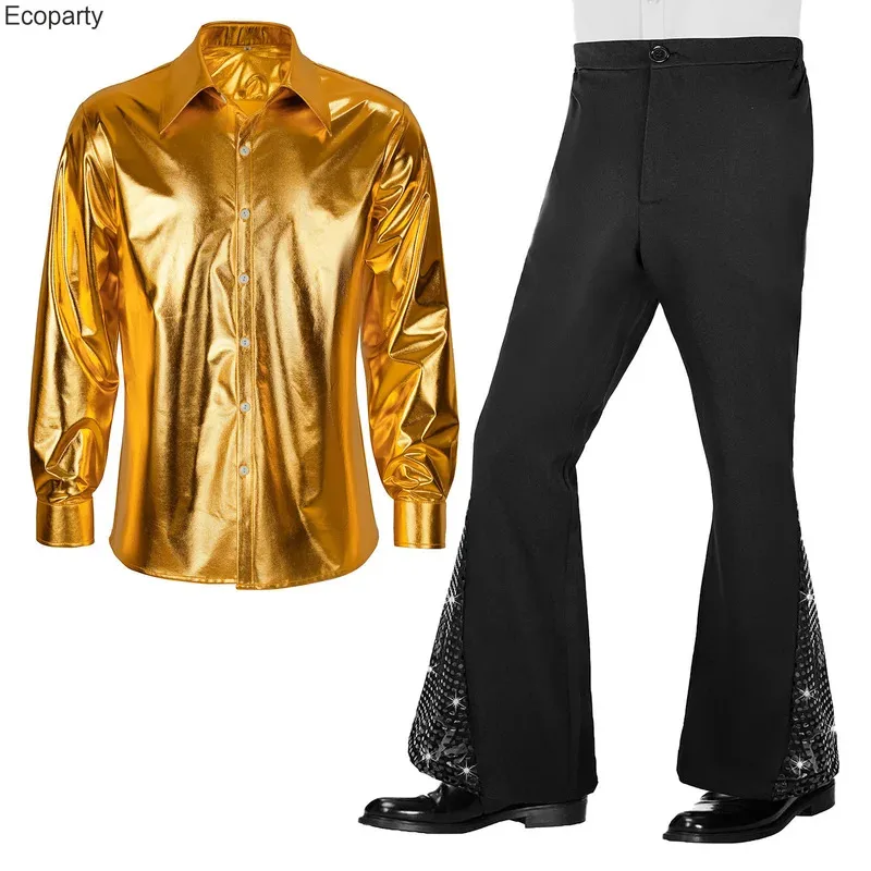 

Retro 70s Hippie Cosplay Halloween Costume Suit for Men Fancy Disguise Carnival Party Vintage Rock Disco Night Club fy1;