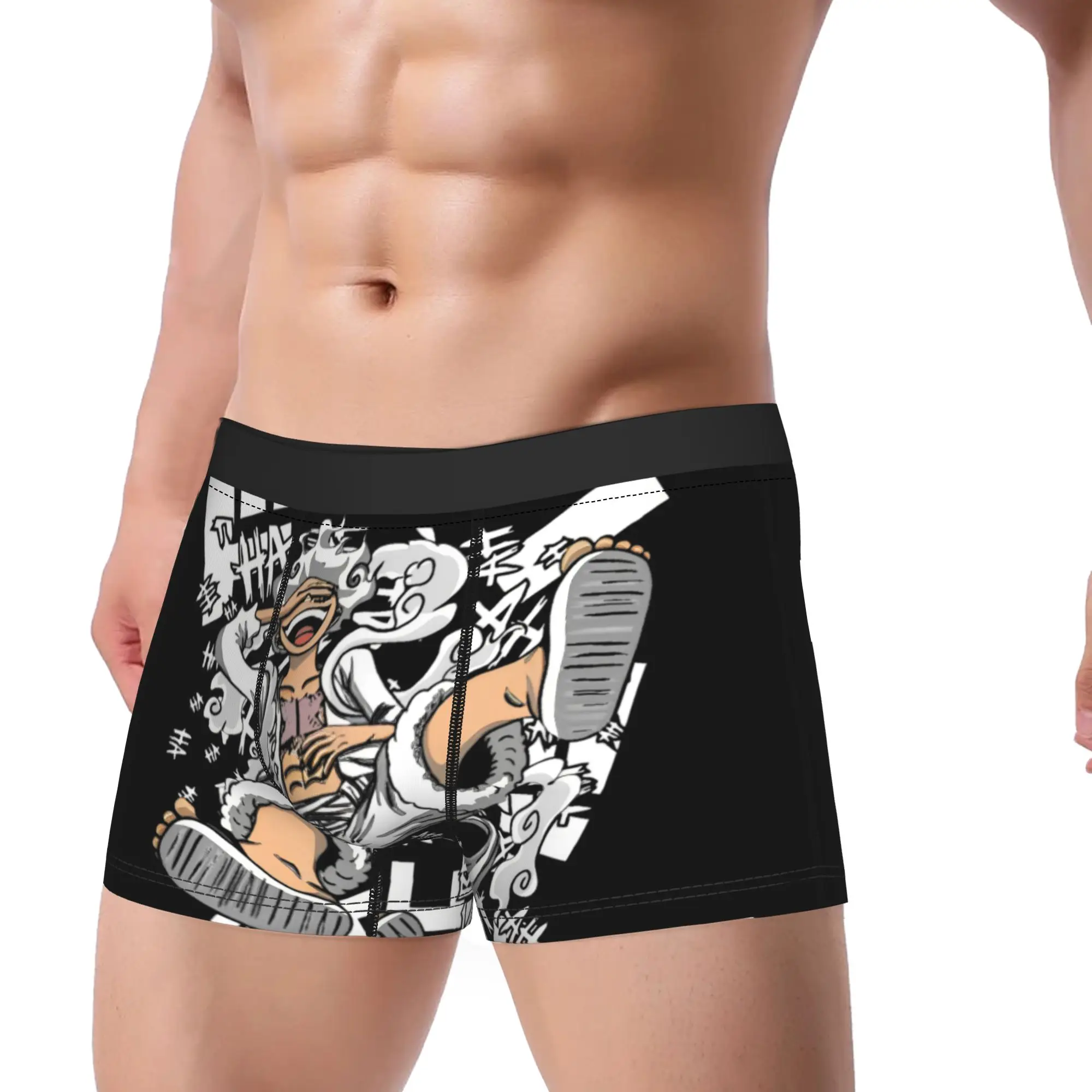 Men One Piece Monkey D Luffy Underwear  Hot Boxer Briefs Shorts Panties Homme Mid Waist Underpants S-XXL