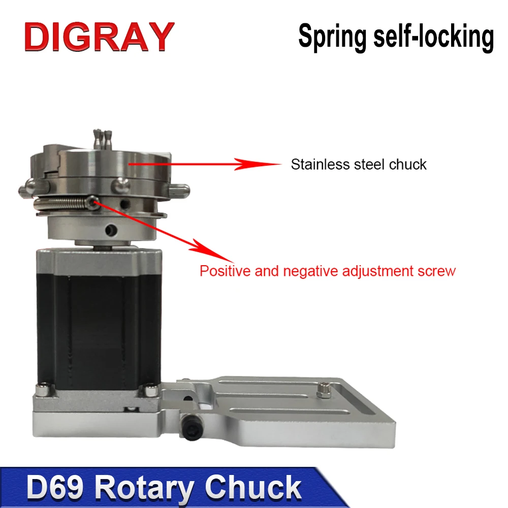 DIGRAY D69 CNC Router Laser Marking Machine Rotary Axis Chuck for Ring Bracelet Jewelry Engraving Auto Lock Rotary Attachment