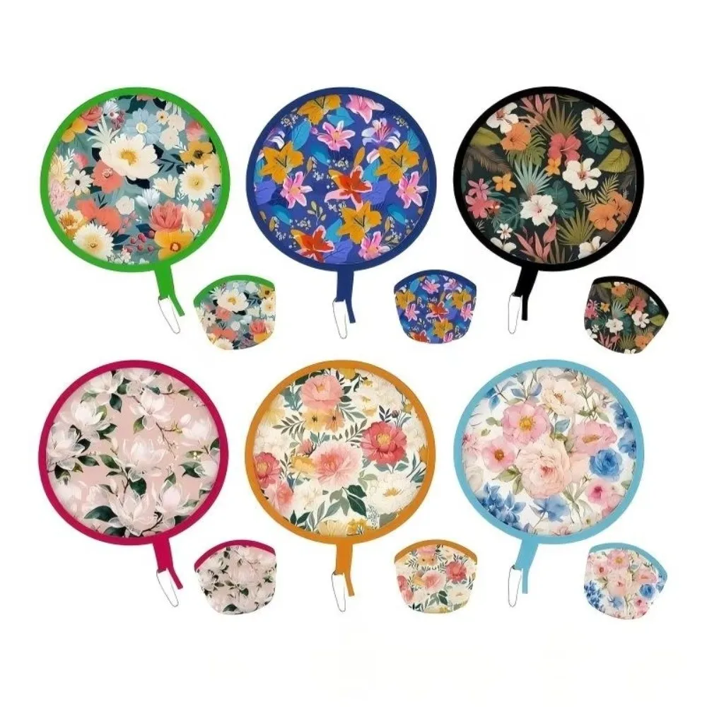 Ventilador Portátil de Verão Dobrável em Poliéster, Ventilador Redondo de Viagem, Mini Ventilador Dobrável com Pintura a Óleo Japonesa para Homens e Mulheres