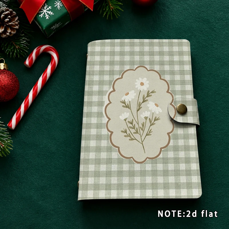 Vintage Gingham Daisy Floral Journal Notebook Retro Plaid Small Flower Print Diary Notepad Travel Scrapbook Christmas Stationery