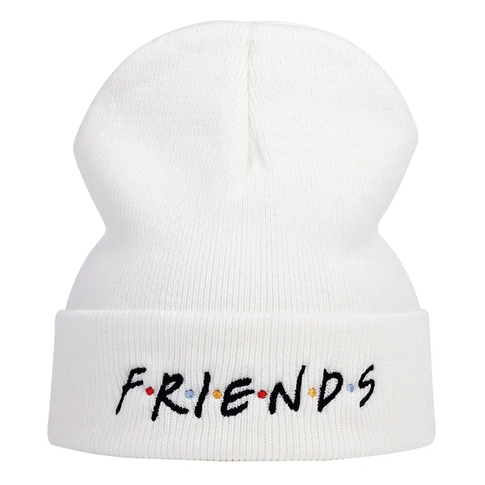 Unisex FRIEND wyszywane litery czapki jesienno-zimowa ciepła czapka czapka biodrowa czapka typu beanie czapki dla kobiet mężczyzn