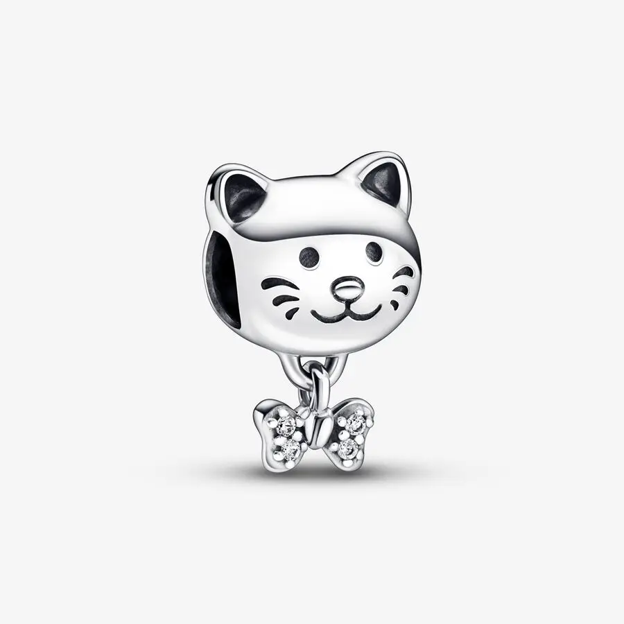 

Pet Cat & Bow Charm Fit Original Pandora Charms Bracelet & Bangle Charm Pendant Jewelry Berloque