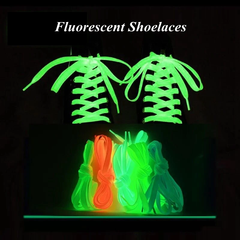 New Luminous Shoe Laces Night Glow Flat Shoelaces and Shoe Decoration for Sneaker Prom Party Shoes Lace Accessories 120/140CM