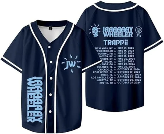 Jay Wheeler TRAPPii Tour Baseball Jersey Merch Shirt V-Neck Women Men Short Sleeve Streetwear Clothes