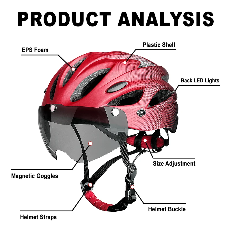 Kask rowerowy z lampką LED Kask rowerowy dla dorosłych Fit 58-62cm Lekkie oddychające kolorowe kaski rowerowe Akcesoria