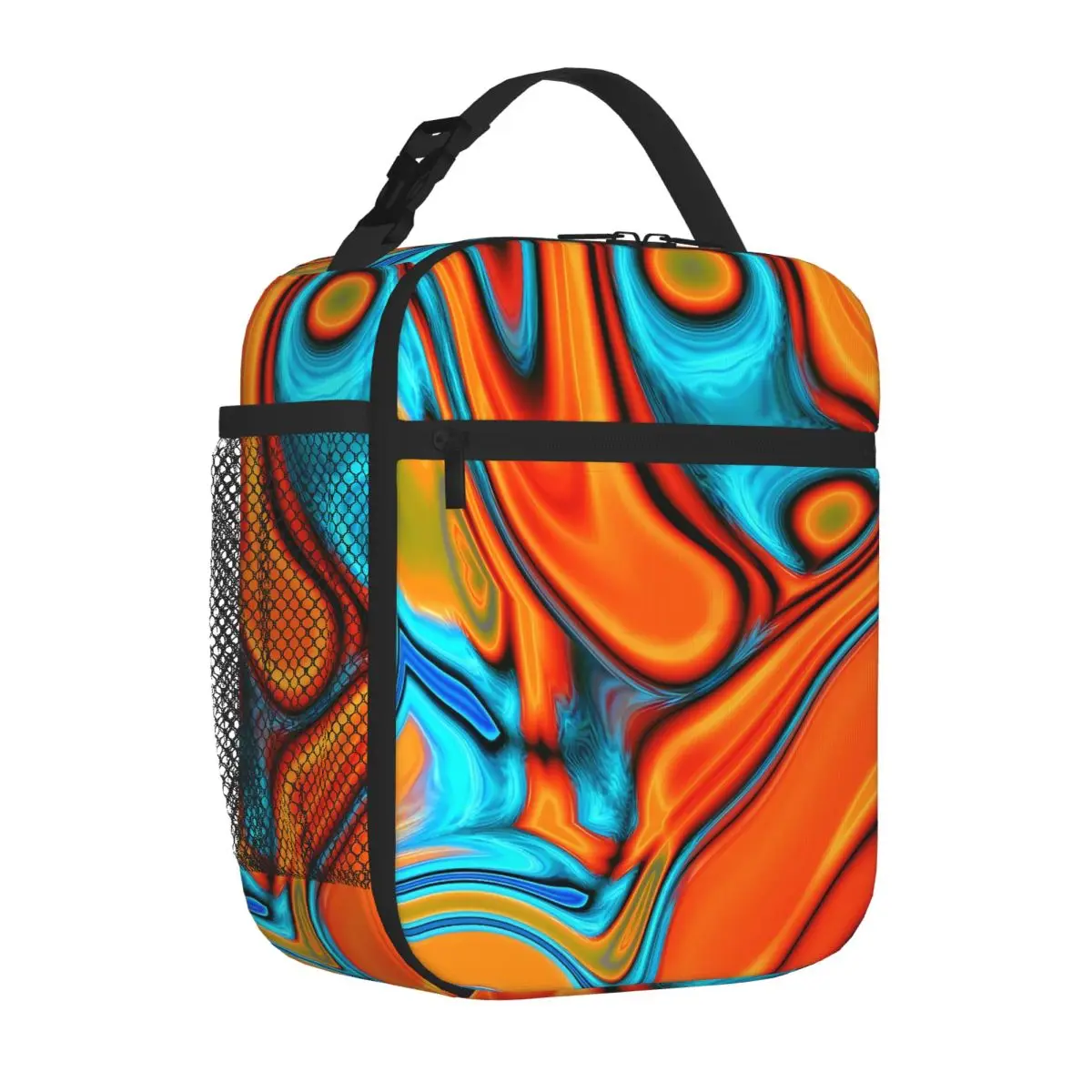 Bestselling Vivid Modern Southwest Hipster Turquoise Orange Geometric Reusable Lunch Bag Family Picnic Reusable Lunch Bag