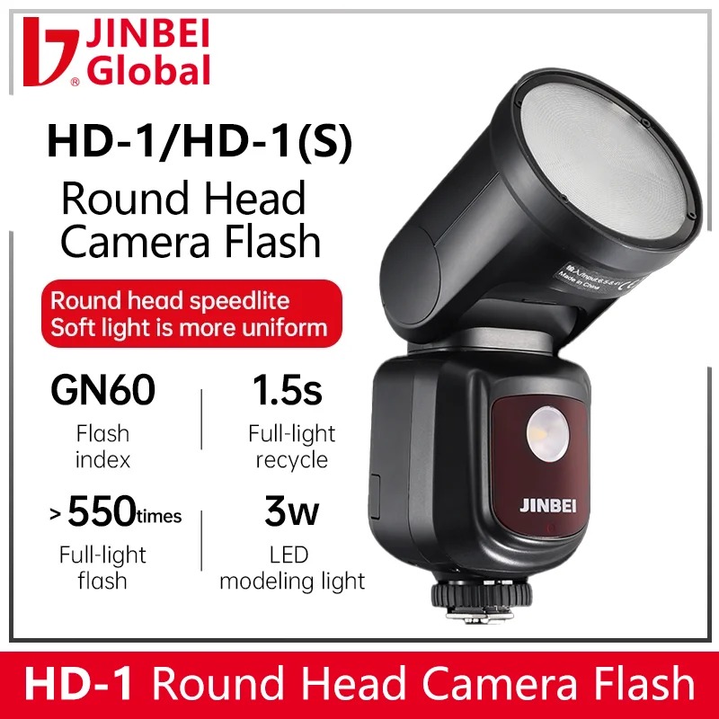 

JINBEI HD-1 Flash 80 Вт TTL HSS Speedlite с круглой головкой для камеры Студийная вспышка Универсальный горячий башмак для Canon Sony Nikon Fuji Olympus
