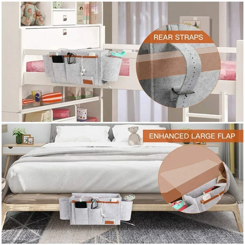 Bedside Storage Organizer Hanging Caddy Bed Holder Pockets Bed Pocket Sofa Organizer Pockets Book Felt Bed Holder Pockets Home