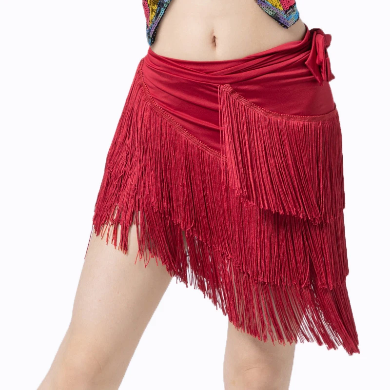 Belly Dance Practice Clothes Adult Triangle Tassel Waist Chain Performance BellyDance Skirt Latin Dance Clothing Women Hip Scarf