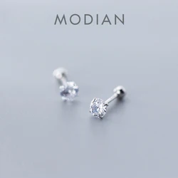 Modian Dazzling AAA Zircon Stud Earring for Women Fashion Authentic 925 Sterling Silver Wedding Engagement Statement Jewelry