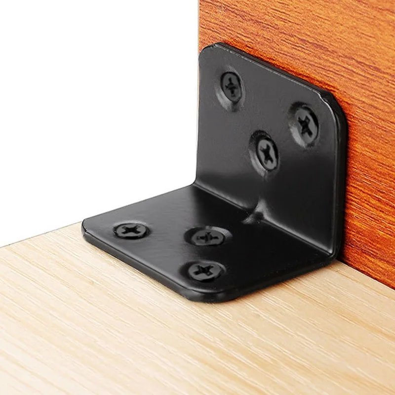 60/10 шт. 90 °   Угловой кронштейн из нержавеющей стали, черный L-образный стол, стул, шкаф, прочное усиление, аксессуары для оборудования