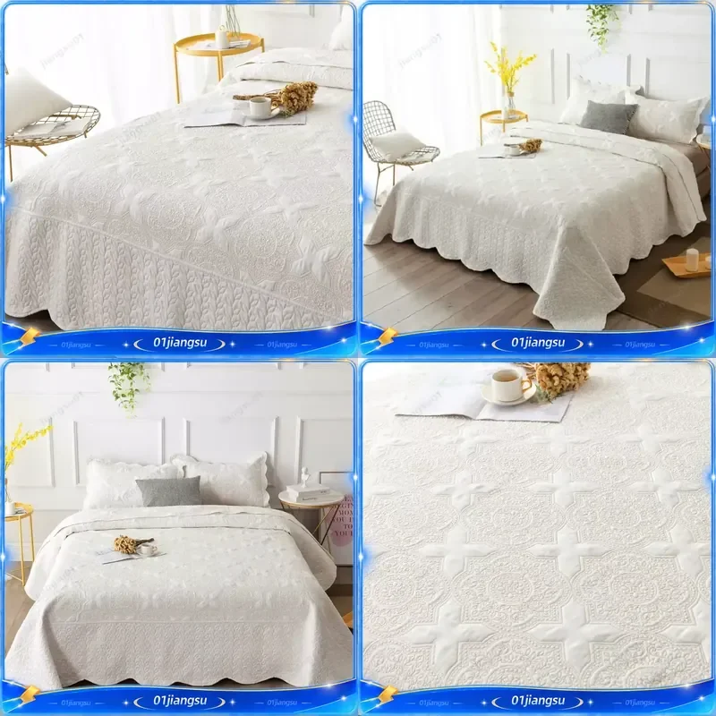 Double Sided Embroidered Cotton Quilted Bedspread Summer Padded Blanket Throw Coverlet Home Decor Bed Cover Colcha