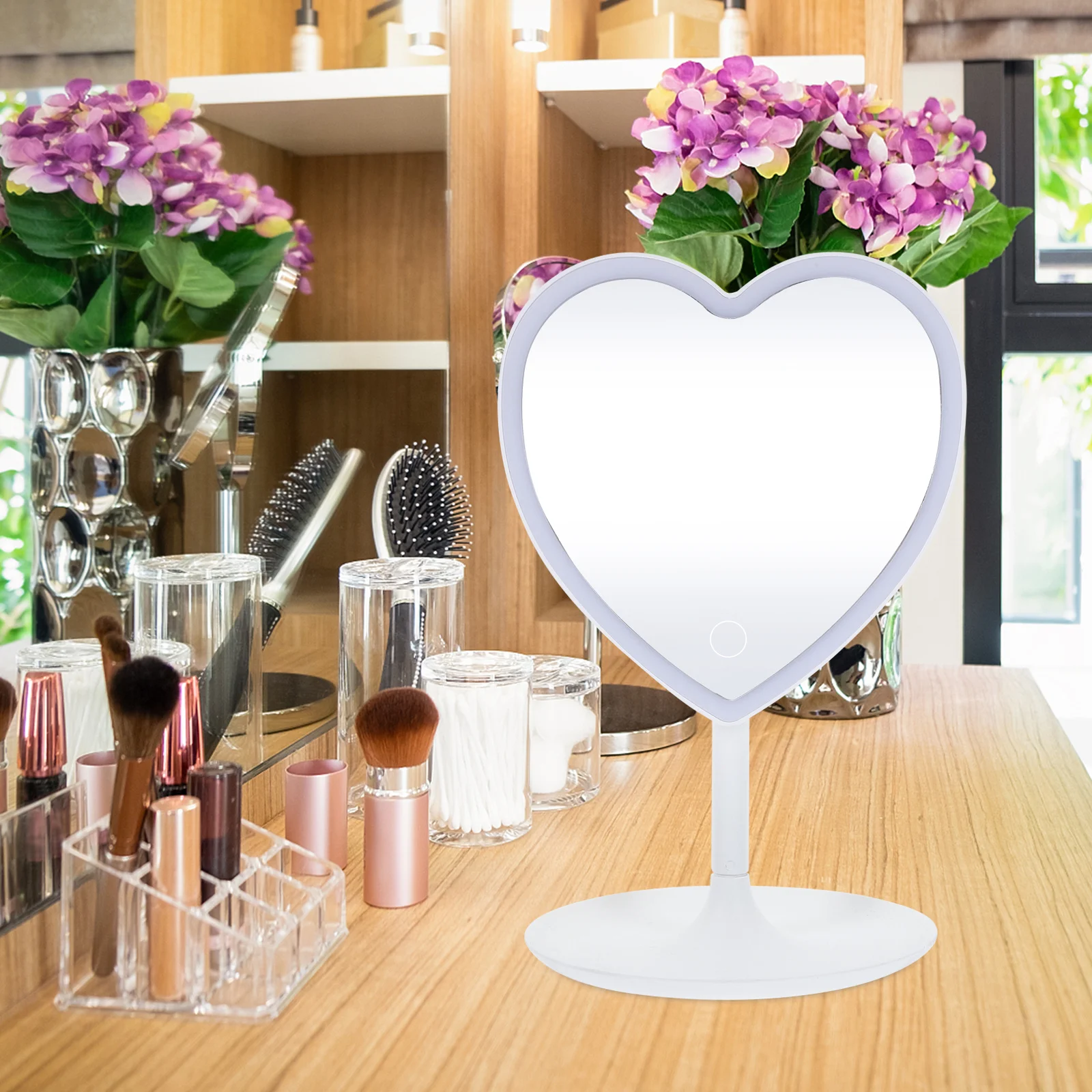 

Smart LED Makeup Mirror with Adjustable Brightness Portable Desktop Vanity Mirror for Makeup Shaving Daily Use Home Decor