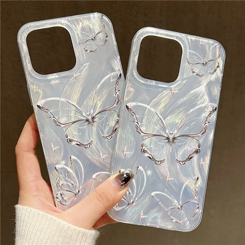 Custodia A Specchio Con Farfalla 3D E Perle Per IPhone XR – Cover Lucida Con Braccialetto, Protezione Antiurto In TPU – Ideale Per Ragazze E Donne (Argento)
