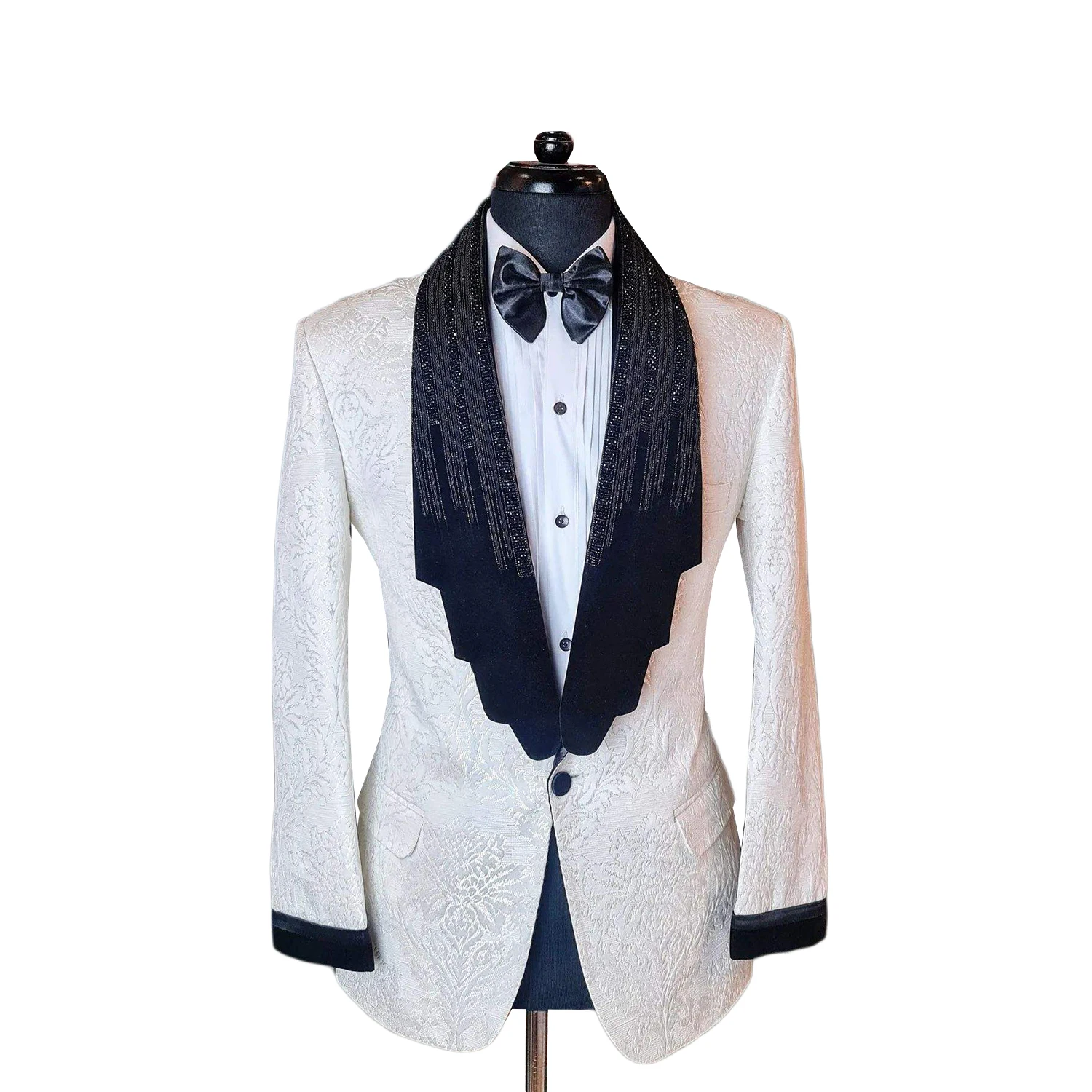 Classic Jacquard Wedding Men's Suit New Party Comfortable Slim Fit 2-Pieces Tailor-Made Groom Formal Occasions Size Customized