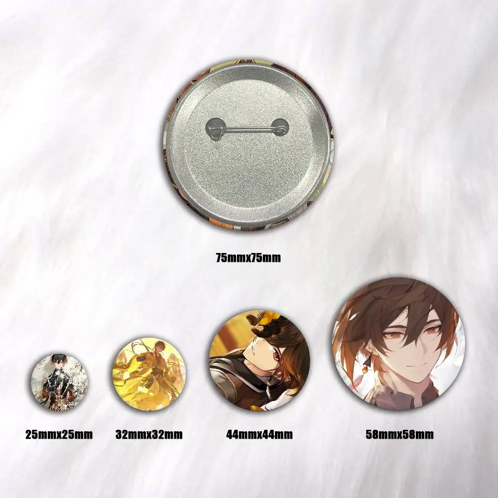 Zhongli Genshin Impact  Cosplay COSTUME Badge Pin Tinplate Brooch Prop Xmas Gift Birthday Gift
