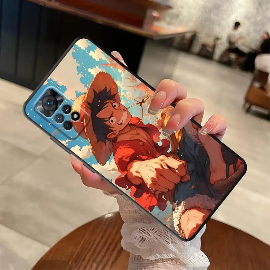 Capa de telefone macia preta para xiaomi redmi note 13 14 pro plus 12s 7 8 9 10 11 12 pro 10s 9s 11s anime luffys de uma peça