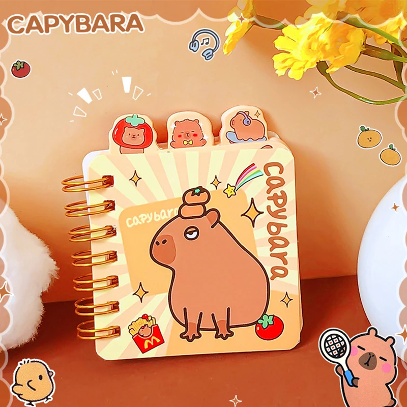 Cartoon Cute Capybara Coil Notebook Padded Notebook Portable Mini Pocket Book Diary Sketchbook School Notebooks Office Supplies