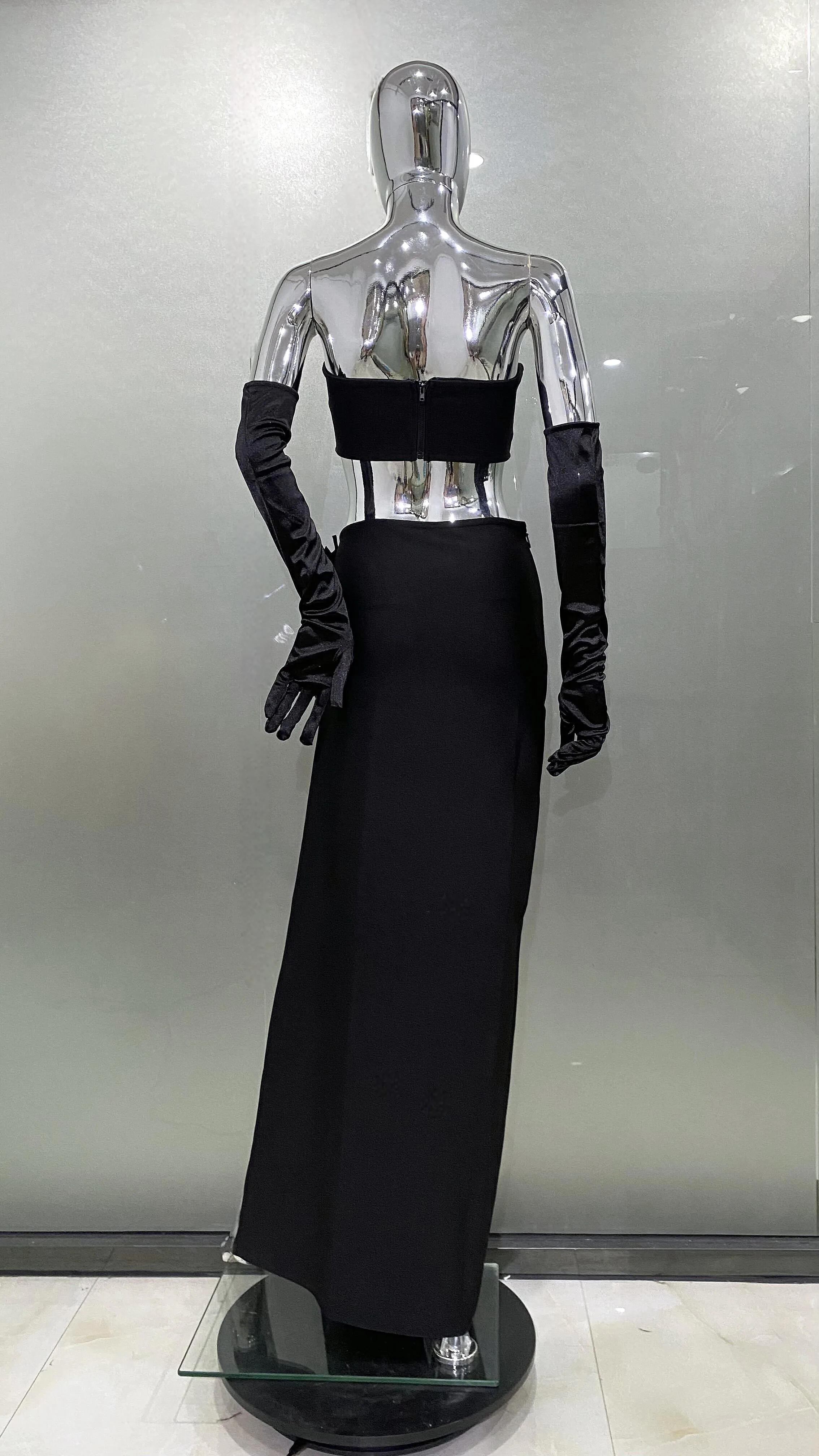 Robe Longue à Bandes et Fente Haute pour Spectacle de Célébrité, Ensemble de 3 Pièces Sexy, Costume de Chanteur, de Performance, Vêtements de Scène, Nouvelle Collection 2023