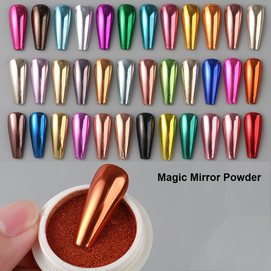 36 scatole di polvere per unghie metallizzata a specchio magico, splendidi decorazioni colorate per unghie cromate, pigmenti per unghie, decorazioni in polvere, set per manicure glitter Y2K