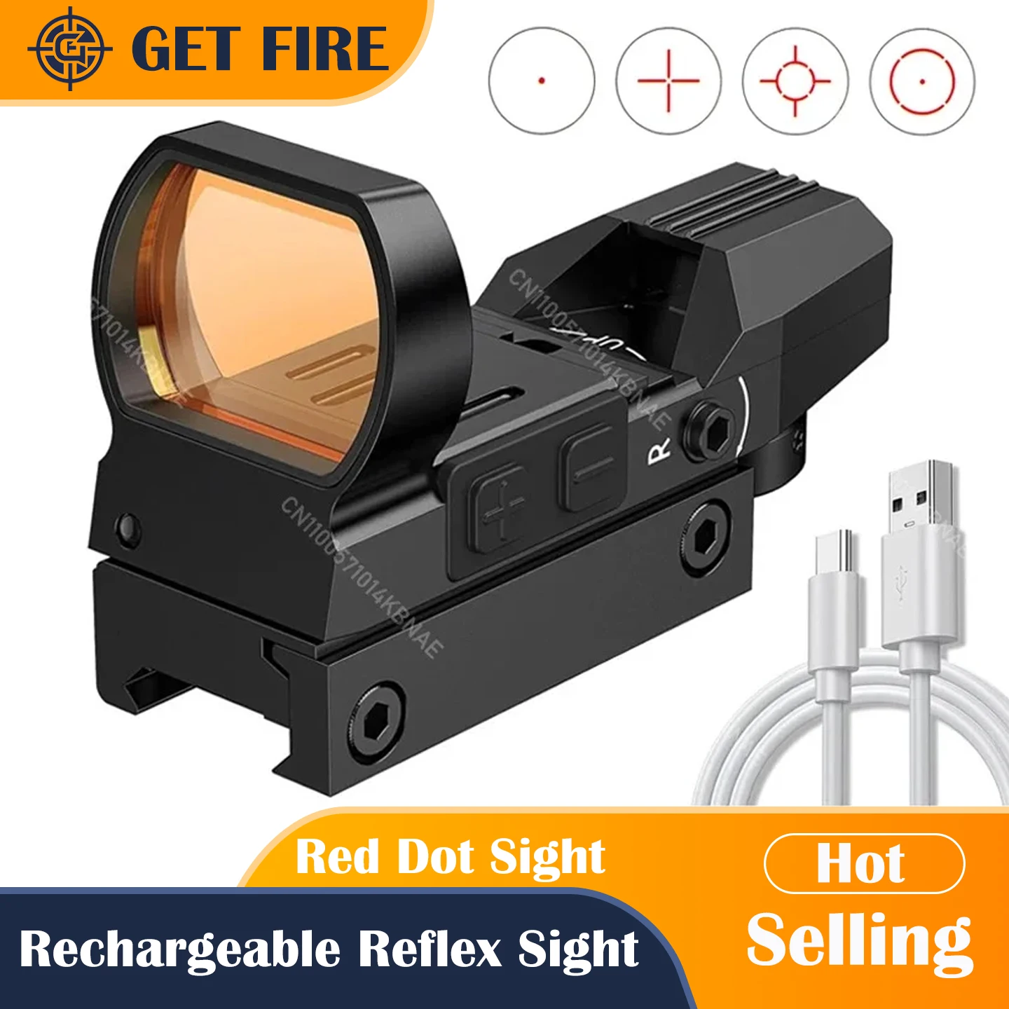 

1x22x33mm Rechargeable Red Dot Sight 4 Reticles Collimator Reflex Sight Hunting Optics Sight Gun Rifle Scope for Picatinny Rail