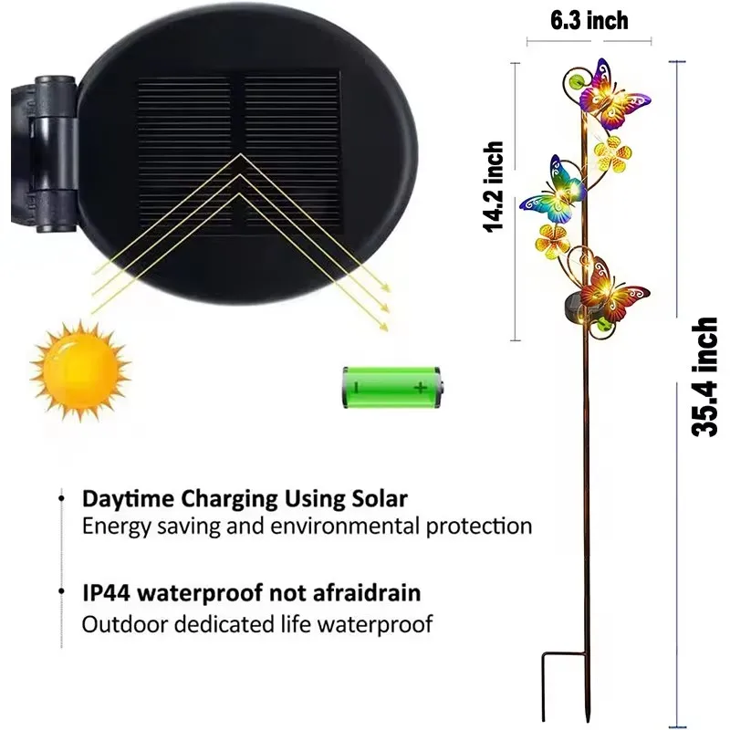 Novelty lampu surya LED, lampu Solar LED indah kupu-kupu perlengkapan penerangan luar ruangan tahan air halaman taman dekorasi LED