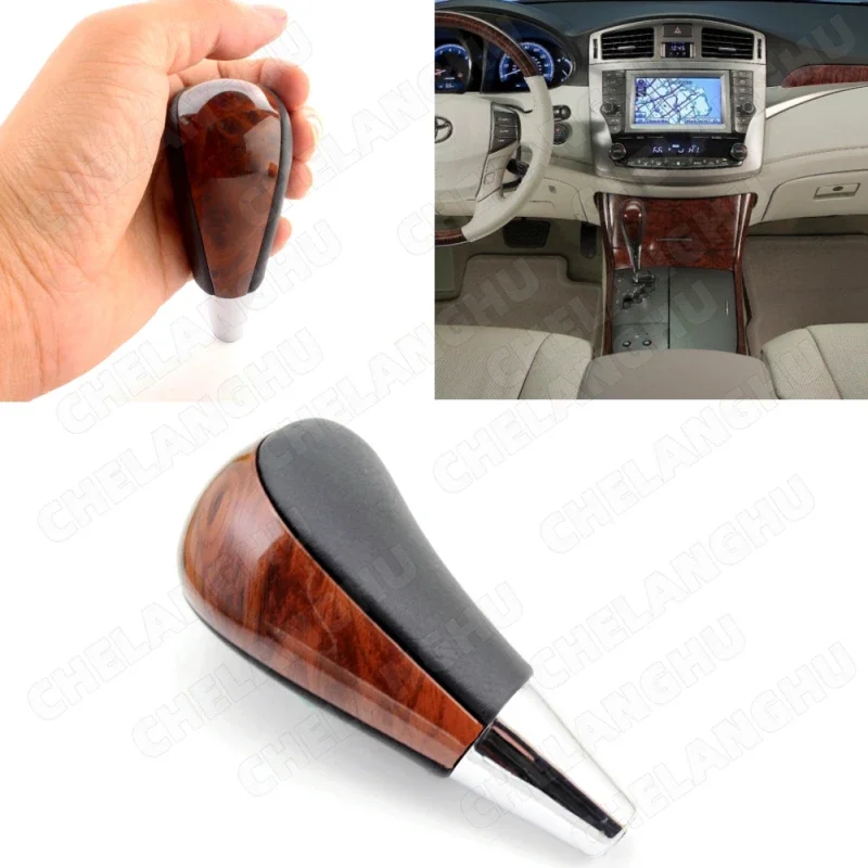 

For Toyota 2009 Lexus 2006 PU Leather Walnut Wood Automatic Gear Shift Knob Shifter Car Accessories