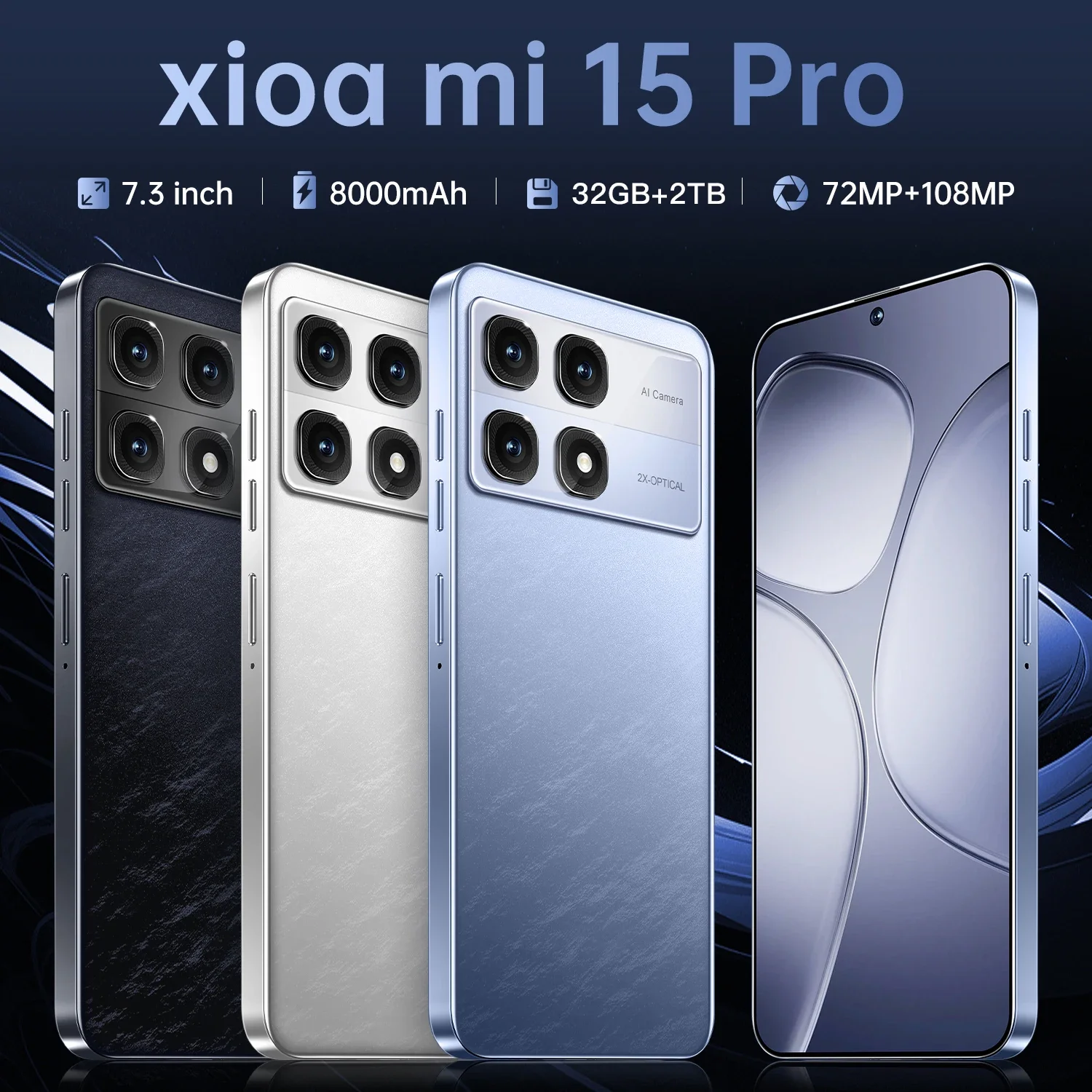 Original Mobile Phones Deals Xioa mi 15 Pro Smartphone 7.3 inch Full Screen 4G 5G Cell Phone 8000mAh Brand New Phones Global