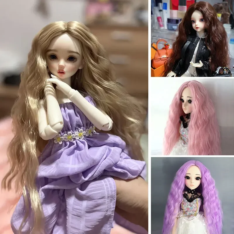 1/3 1/4 1/6 1/8 1/12 bjd jd wigs high temperature fibe blue long hair part instant noodle roll doll curl wig doll accessories