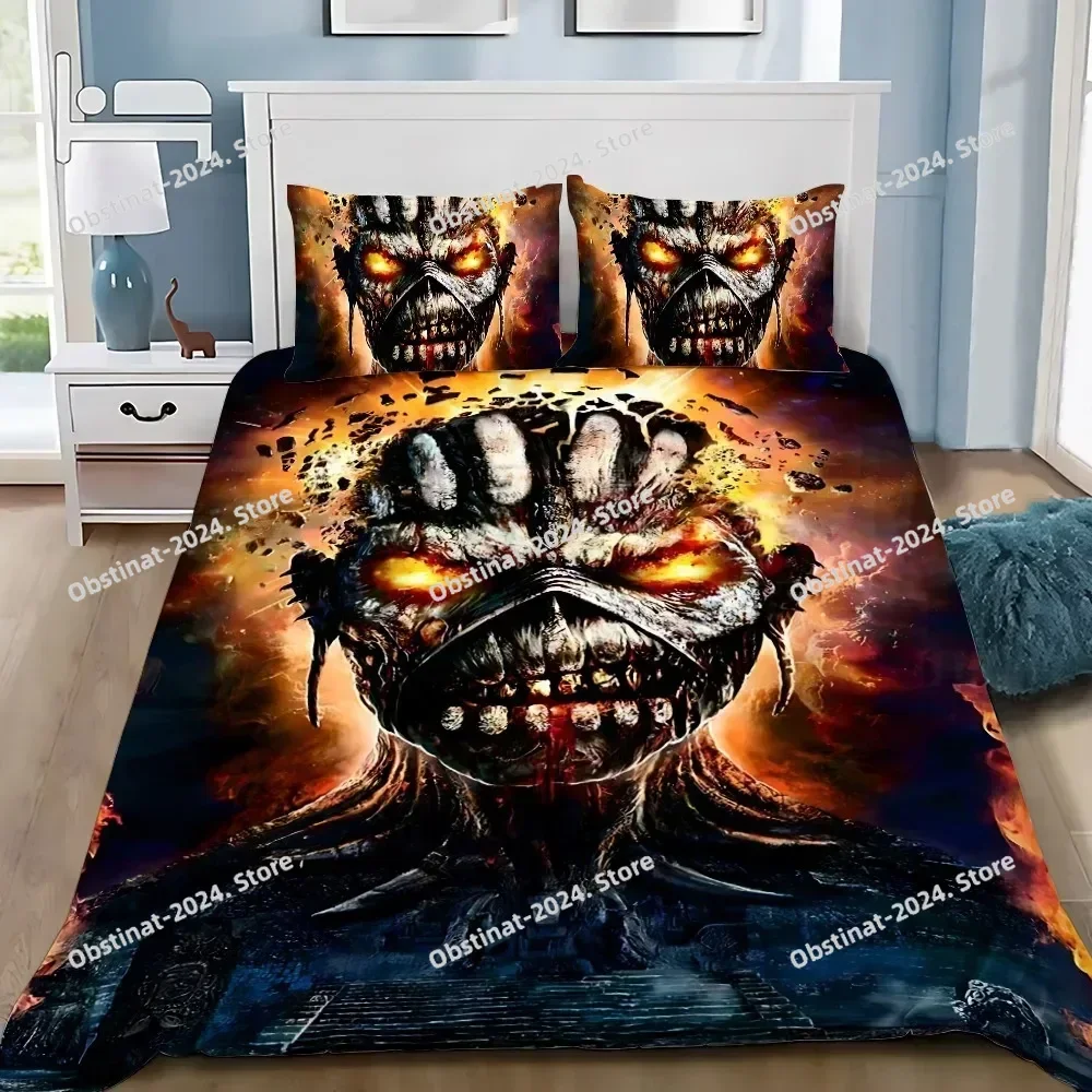 Heavy Metal Band I-Irons M-Maidens 3D Printing Comforter Bedding Set,Duvet Cover Bed Set Quilt Cover Pillowcase,King Queen Size