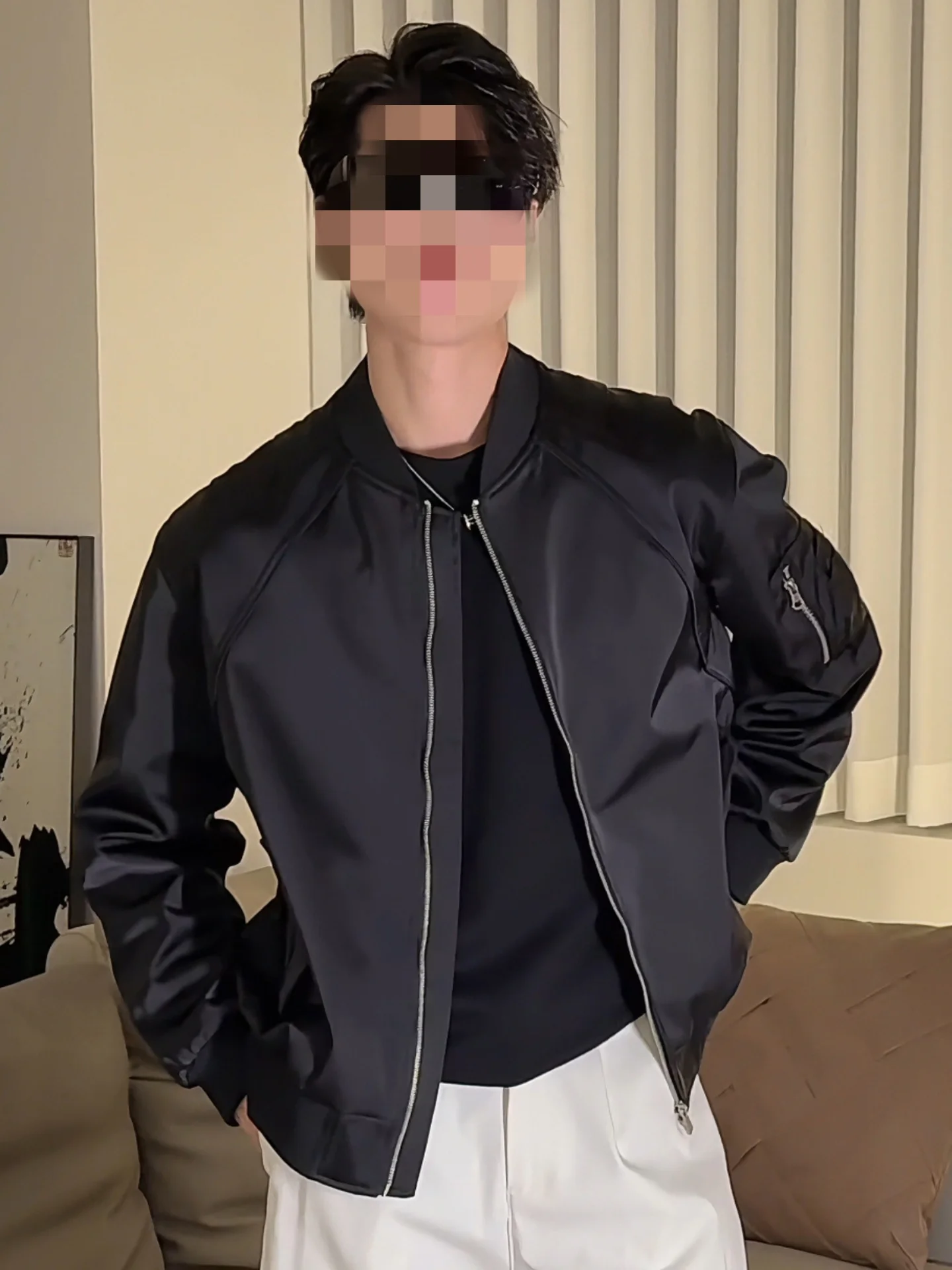 

Faionable American Sle Лоскутный бейсбольный воротник Flight Jaet Мужское универсальное уличное повседневное ветрозащитное пальто из полиэстера Fa...